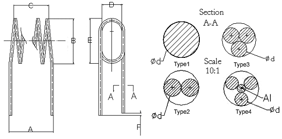 Aquecedor de tungstênio possui Typs diferentes, fazendo com que em aquecedor de tungstênio 05/03 de acordo com desenhos.